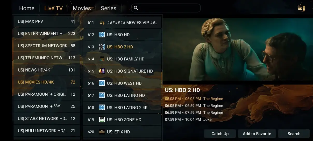 IPTV app voorbeeldscherm 1 op televisie