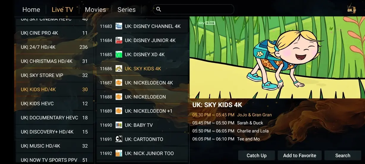 IPTV app voorbeeldscherm 8 op televisie